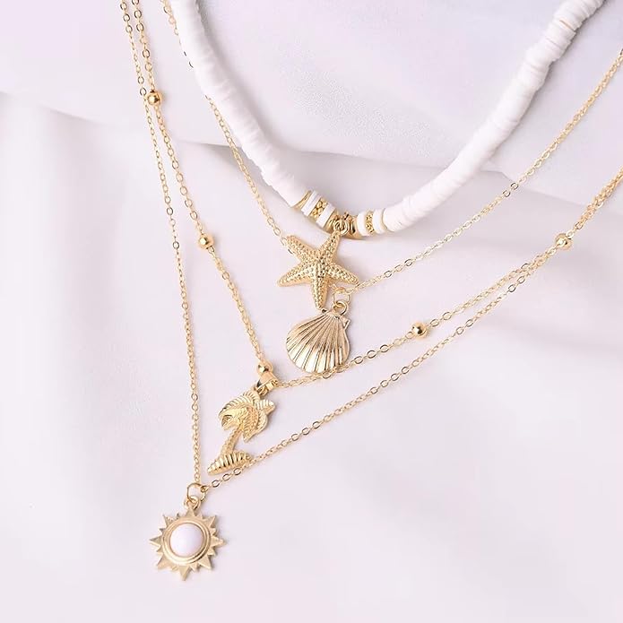 Nackiy Handmade Sea Shell Necklace for Women Summer Adjustable Natural Shell Collar Necklace
