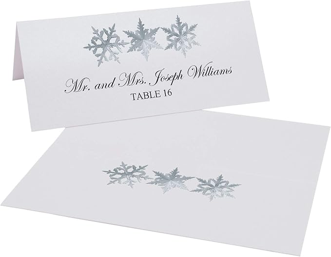 Christmas and Holiday Snowflake Pattern Printable Place Cards, Set of 150 (25 Sheets), Laser & Inkjet Printers - Wedding, Party, Dinner, and Special Events - Made in the USA