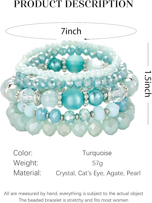 Noessla Beaded Boho Stretch Bracelet Colorful Stackable Crystal Beads Bracelets Trendy Costume Jewelry Mothers Day Gifts for Women