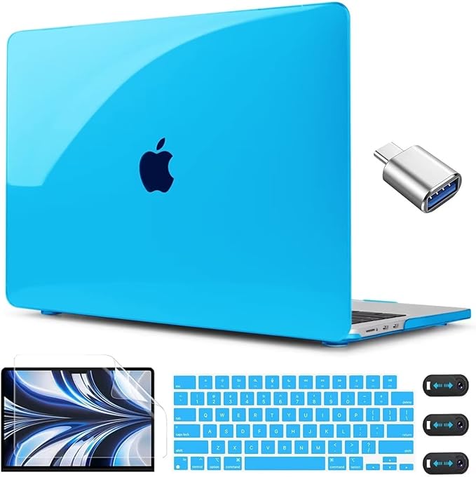 CISSOOK Compatible with MacBook Air 13.6 inch Case 2022 2024 2025 Release Model A268 A3113 A3240 with Touch ID, Laptop Hard Shell Case with Keyboard Cover for Mac Air 13.6 M2 M3 M4, Sky Blue