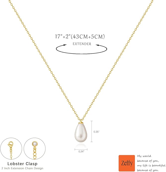 Zeffy Gold Pearl Necklace for Women, Dainty 14K Gold/Silve Plated Layered Pearl Choker Pearl Earrings Pearl Bracelets Wedding Trendy Gold Jewelry Set for Women Gifts