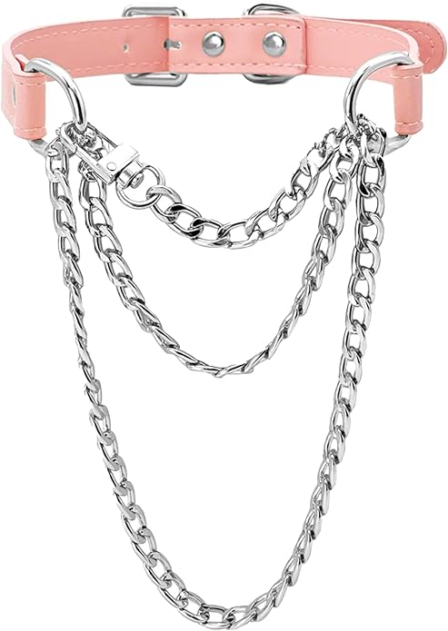 FEOYA Leather Choker Collar For Women Handmade Adjustable Triple-Layer Slip Chain Punk Gothic Chain Collar Necklace