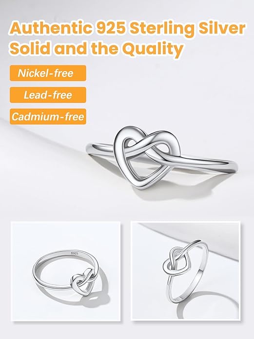 Bestyle 925 Sterling Silver Ring for Women, Minimalist Claddagh Ring Celtic Knot Ring for Women, Irish Promise Wedding Band, Gold/Rose Gold Vermeil Women Band Ring, Stackable, Gift for Her