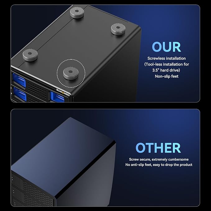 8 Bay Hard Drive Enclosure with Cooling Fan for 2.5/3.5" SATA HDD/SSD with USB A/C 3.0 Cable, 3.5 Hard Drive Enclosure Supports 160TB Capacity, Tool-Free HDD Enclosure, DAS(NO RAID/NAS)