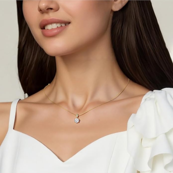 SUNFEEL Sterling Silver Necklaces 2 Carats Cubic Zirconia Necklace Dainty Jewelry Gifts for Mom Wife Girlfriend Bridal for Prom Wedding Anniversary Birthday