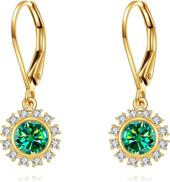 DOVRAN 10K 14K Solid Gold Leverback Earrings for Women Real Yellow Gold Filigree Dangle Earrings Trendy Jewelry Birthday Christmas Gifts for Wife Mom