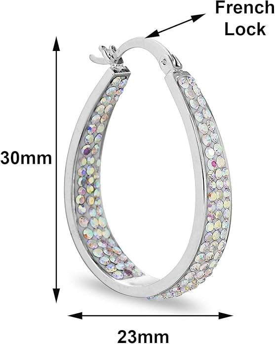 Savlano 14K White Gold Plated Inside Out Crystal Hoop Earrings For Women Comes With Savlano Gift Box