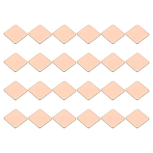 PATIKIL Copper Heatsink Pad Shims, 24 Pcs 15x15x1.2mm Copper Pad Shim IC Chipset GPU CPU Thermal Heatsink for Cooling Laptop Desktop Computer