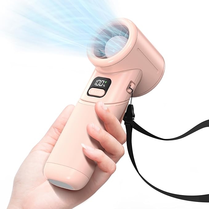Portable Handheld Turbo Fan, 5000mAh Rechargeable Battery, Max 20Hrs Cooling, 5 Speeds Upto 11000RPM, Rotatable Design,4-IN-1 Personal Pocket Fan with Lanyard for Women Men Travel Beach Makeup Concert