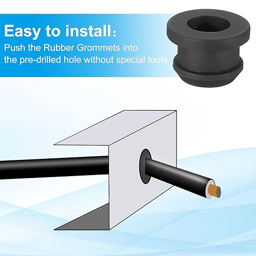 PATIKIL 11.5mm / 7/16 Inch Drill Hole,5/16 Inch ID Rubber Grommets, 12Pcs Top Hat Grommet for Wiring Eyelet Ring Gasket Automotive Firewall Cable Hole Plugs Wires Protection, Black