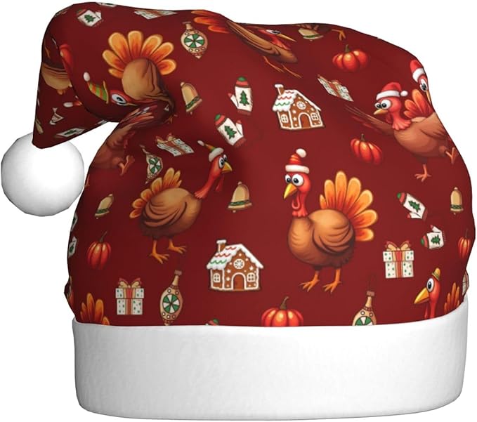 Christmas Santa Hat for Adults,Holiday Unisex Xmas Hat for New Year Party Headwear