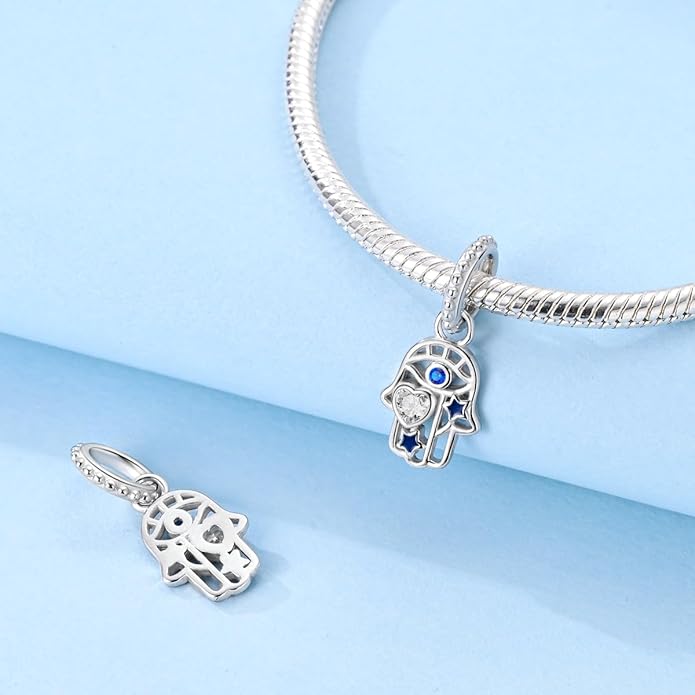 NARMO S925 Sterling Silver Charms Hamsa Charm for Pandora Bracelets Cross Charms for Bracelets Perfume High Heels Dangle Charms Silver Charms for Women