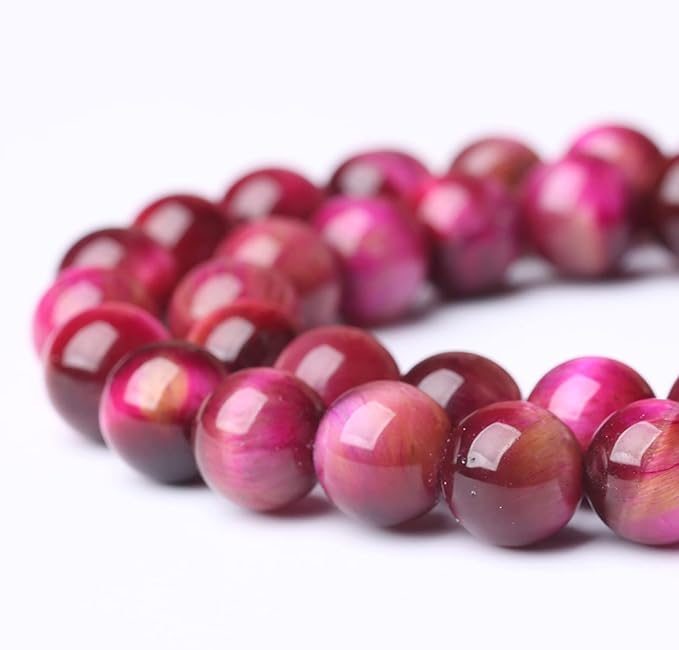 Natural Rose Red Tiger Eye Beads for Jewelry Making Round Loose Stone Beads Semi-Precious DIY Bracelet Necklace 8mm