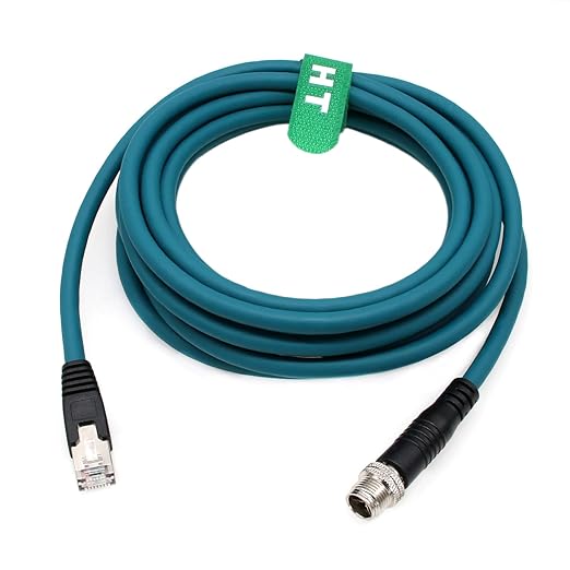 X-Code Ethernet M12 8 Pin RJ45 Network Data Cable for Cognex in Sight DataMan Keyence IV3 SR5000 Sensor Camera Switch Automation Control PLC 25m