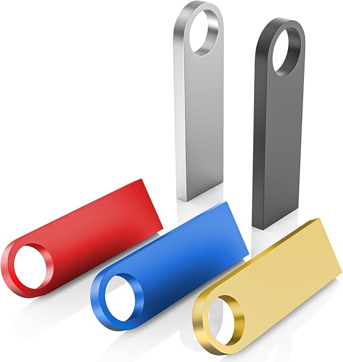 5 Pack 32GB USB Flash Drive with Keychains, Wooolken Sleek Metal USB 2.0 Thumb Drives Memory Stick for PC Laptop Computer