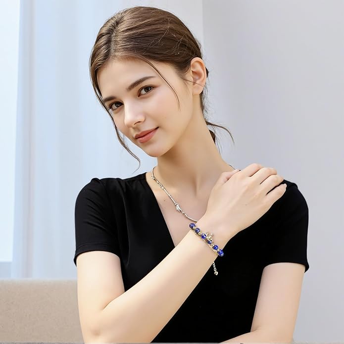 Luxury Handmade Natural Crystal Gemstone Bracelet 14K Gold-Plated Chain,Elegant Unique Jewelry for Women Gift Ready for Her Girlfriend Mother