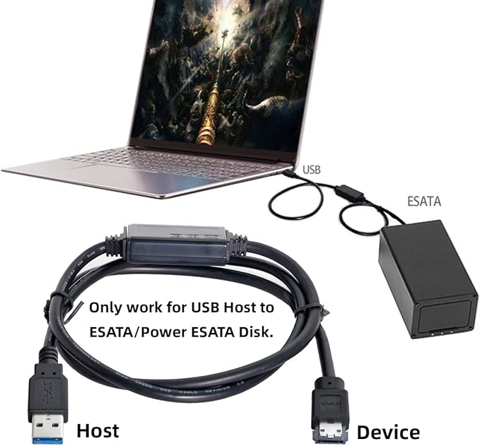 chenyang USB 3.0 to eSATA Adapter 6Gbps for Hard Disk, USB 3.0 to eSATA External SATA Convertor Power eSATA 6Gb/s to USB 3.0 Adapter eSATA Plus USB 3.0 Adapter