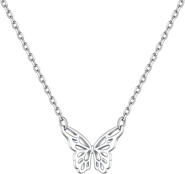 ChicSilver Personalized 925 Sterling Silver Dainty Small Heart/Star/Moon/Dot/Triangle Pendant Necklace for Women, Silver/Gold/Rose Gold/Black (with Gift Box)
