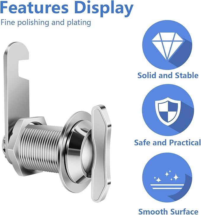 Thumb Operated Offset Cam Lock, 1" Cylinder Fits on 0.7" Max Door Thickness, Non-Locking Replacement Lock for RV Compartment Camper Storage, Cabinets,Drawers (1 Inch 3Pack) Silver