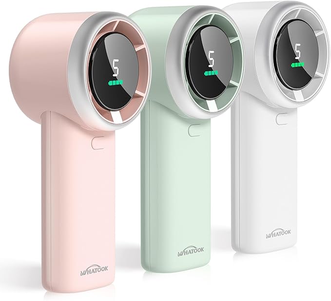 WHATOOK Portable Mini Fan: High Speed Cooling Fan, 10 Hours Battery Life, USB Rechargeable, Small Essentials for Women, Beach Travel, Vacation (Green)