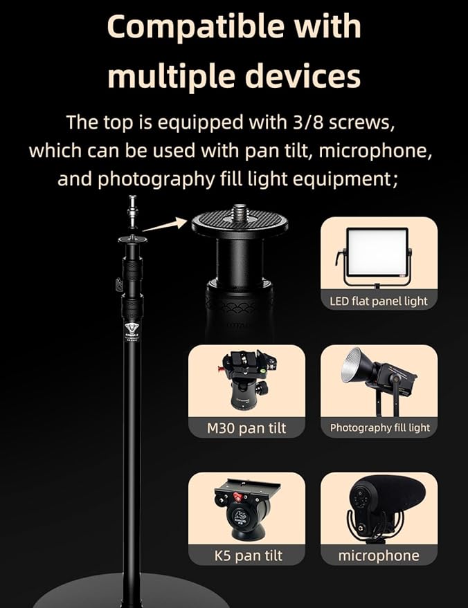 IFOOTAGE Cobra RB-A400,79" Round Base Monopod,Aluminum Photography Light Stand Flat Base for DSLR Camera, Light,Payload 22LBS(2 Pack)