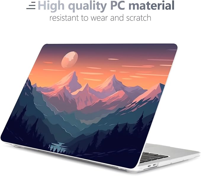 Batianda Design Case for M1 MacBook Air 13 Inch Model A2337 A2179 A1932 2021 2020 2019 Release,3D Painted Landscape Series Hard Shell with Keyboard Cover & Screen Protector, Sunset