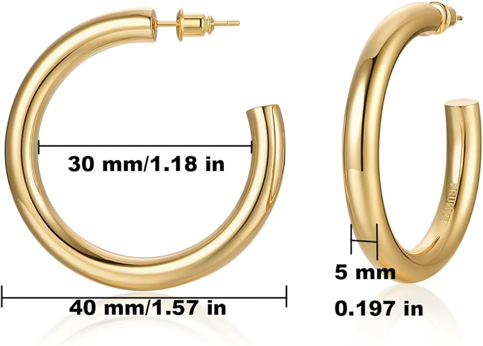 Gold Earrings for Women Girls,14K Gold Plated Hoop Earrings with 925 Sterling Silver Post Cubic Zirconia Stud Earring Huggie Hoops Earrings