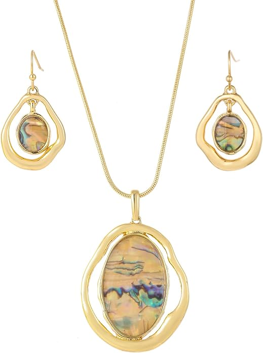 Madison Tyler Gold Plated Jewelry Set for Women | Silver Teardrop Pendant Necklace Trendy | Long Necklace with Snake Chain | Fashion Dangle Earring Set