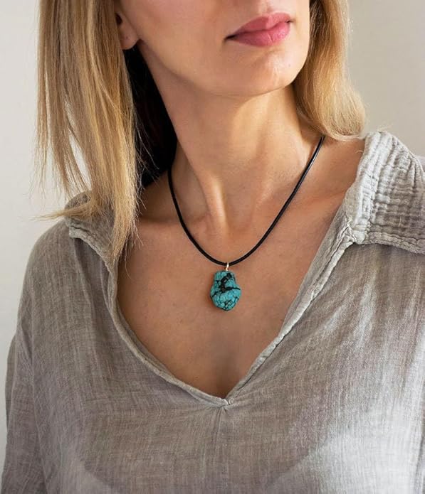 7 Chakra Gemstone Healing Crystals Necklace - Copper Wire Wrapped Natural Unisex Hippie Leather Choker