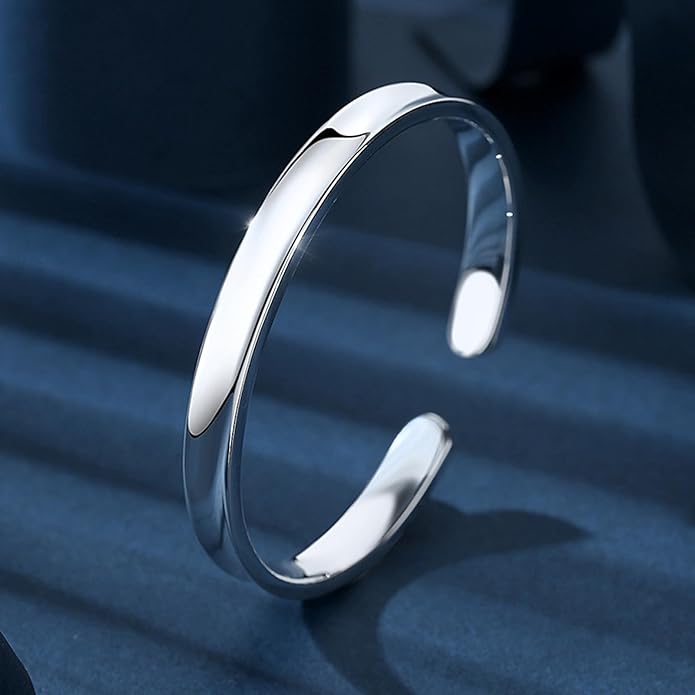 Chunky Bangle Bracelet for Women 925 Sterling Silver Bracelets Handmade Cuff Bangle Bracelets Adjustable Jewelry Fashion Simple Open Bangles