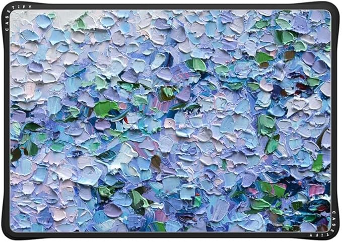 CASETiFY Impact MacBook Air 15" (M2-M4) Case [Cushioned Impact Corners/Scratch-Resistant/Anti-Slip Grip] - Nantucket Blue Hydrangeas - Clear Black