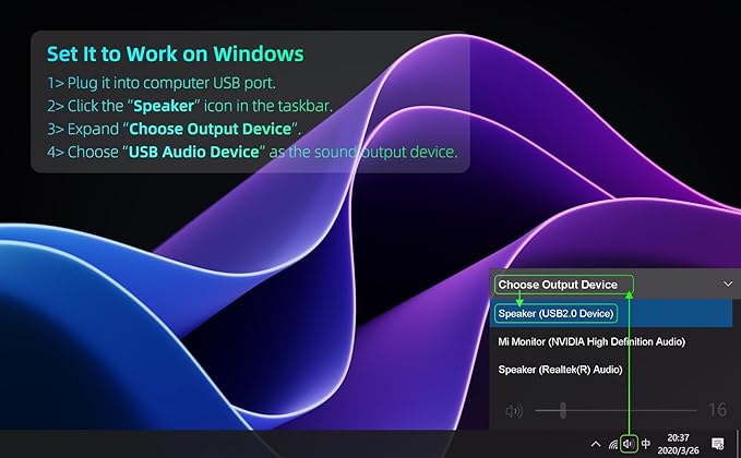 Computer Speakers for Desktop PC, Monitor Speakers, USB Plug-in, Wired, External Speaker for Laptop, Small Computer Soundbar for PC, with Loud Sound, Deep Bass, USB-C Adapter, Easily Clamp to Monitor
