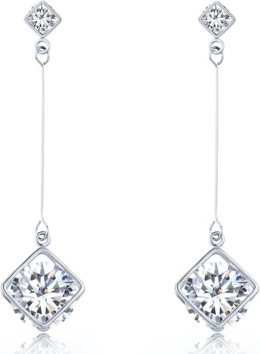 SBLING Cubic Zirconia Teardrop Earrings, Diamond Earrings, Wedding Earrings for Brides Bridesmaids, Bridal Dangle Earrings, Teardrop Crystal Drop earrings for Women Jewelry Gifts