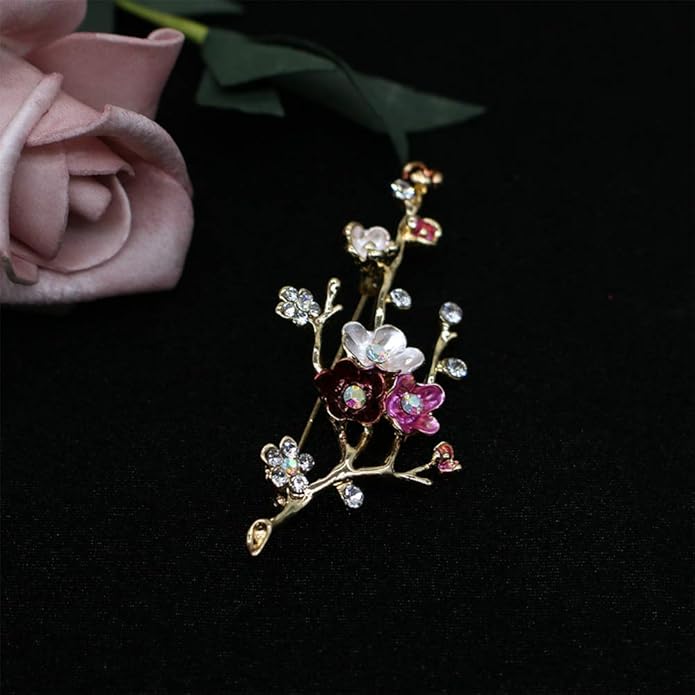 Crystal Pearl Flower Brooches Pins Fashion Beautiful Created Rhinestone Floral Brooch Good Idea for Party Dance Wedding Banquet for Elegant Women Girl