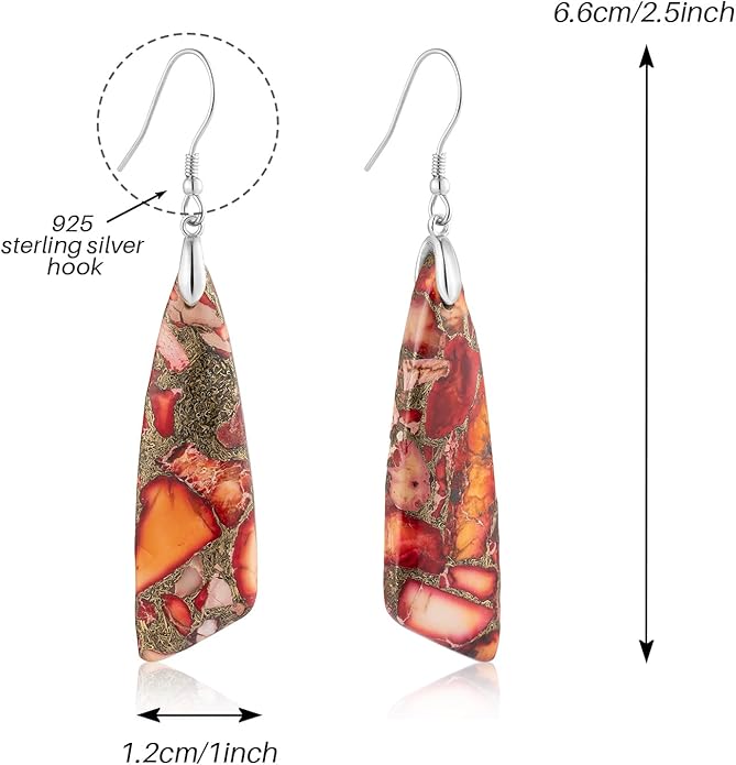 SELOVO Jasper Stone Earrings for Women Trendy Dangle Earrings Fishhook Drop Earrings