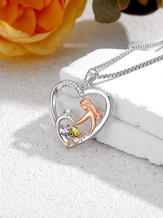 Valentines Day Gift for Mom Mother Daughter Necklace Birthstone Necklaces for Women Anniversary Jewelry Valentine Mothers Day Christmas Birthday Gifts for Mom Women Her Wife Girlfriend