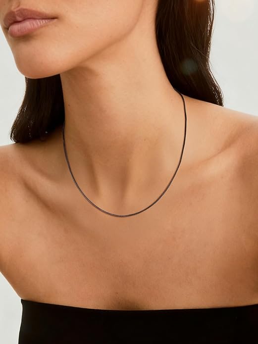 ChainsHouse Snake Chain Necklace for Women 1.2mm, 14-30" Adjustable with 5cm Extender for Pendants Lockets, Rose Gold/Stainless Steel/Black/14K Gold Hypoallergenic Dainty Jewelry Gift