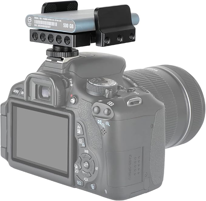 CAMVATE Universal SSD Holder Clamp Adjustable Width (33mm ~ 60mm) with 1/4"-20 Mounting Points & Shoe Mount Connector - 3011