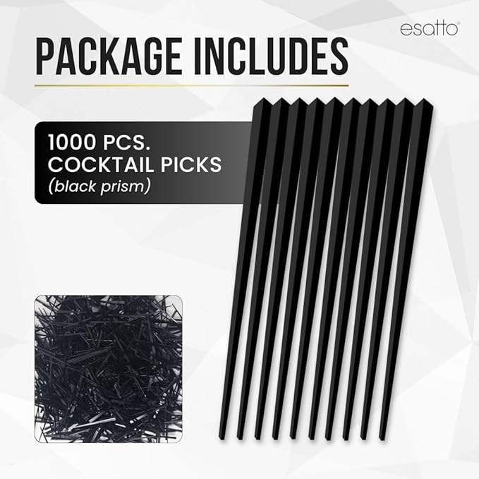 1000 Pcs Cocktail Picks Prism 7.62cm (3") - Sleek, Stylish Garnish for Cocktails, Perfect Plastic Toothpicks for Appetizers & Drinks, Versatile Fancy Skewers Food Pick for Charcuterie Parties