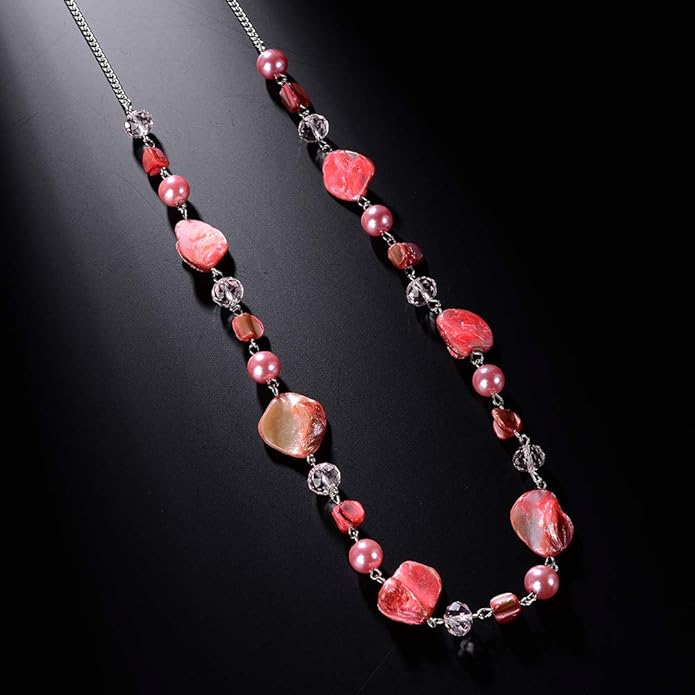 PEARL&CLUB Long Beaded Necklaces For Women - Sweater Chain Fashion Jewelry Necklace Gifts For Women