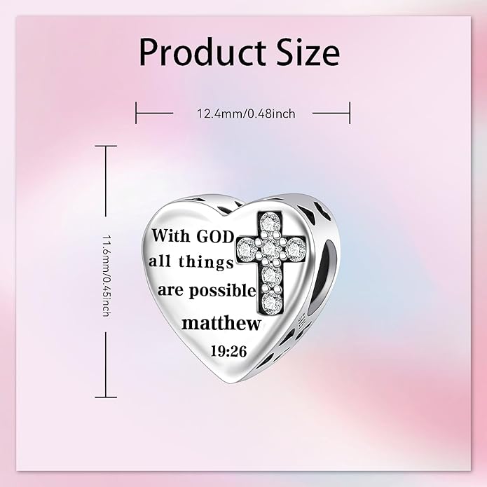 Bible Family Mom Wife Love Heart Dangle Charm 925 Sterling Silver Charms fits Bracelets and Necklace Pendant Bead Charms Jewelry Present for Women Family Friends