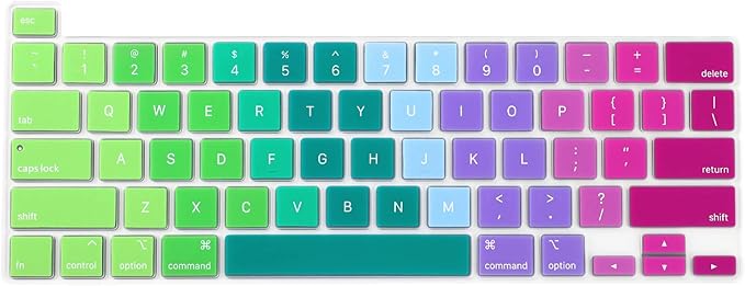 Allinside Keyboard Cover Skin for 2020 MacBook Pro 13 inch A2338 M1 A2251 A2289 and 2019 MacBook Pro 16 inch A2141 with Touch Bar & Touch ID, Rainbow