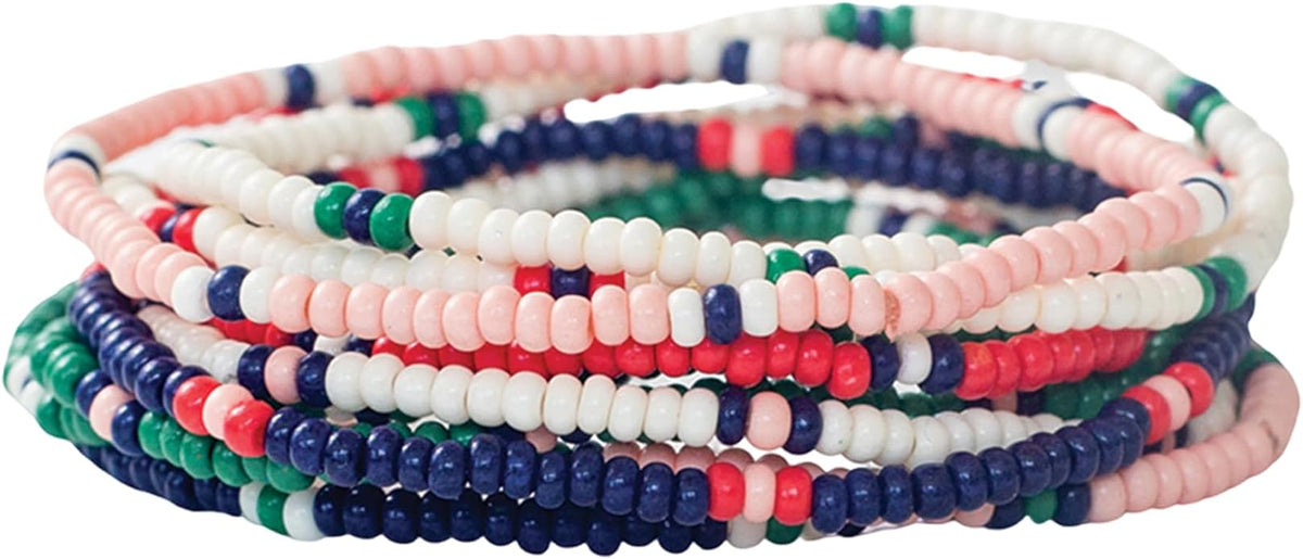 INK + ALLOY 10-Strand Stacking Beaded Bracelets for Women – Mixed Patterns Bracelet Stack - Adjustable Stretch Fit - Handmade Boho Bracelets for Women - Perfect for Any Occasion