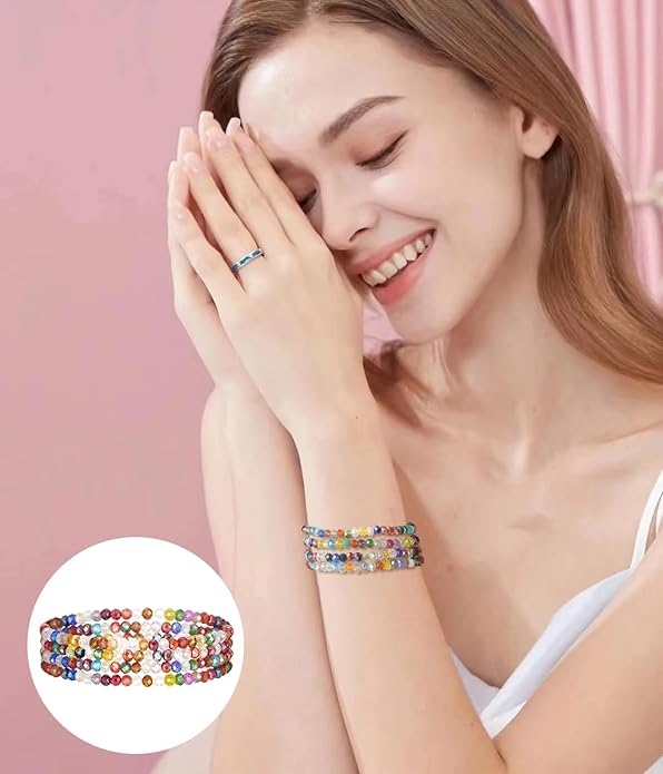 Noessla Beaded Boho Stretch Bracelet Colorful Stackable Crystal Beads Bracelets Trendy Costume Jewelry Mothers Day Gifts for Women