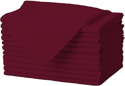 Gee Di Moda Cloth Napkins - 17 x 17 Inch Burgundy Dinner Napkins - Set of 12 Soft & Absorbent Washable Fabric Cloth Table Napkins with Hemmed Edges for Hotel Restaurant, Holiday Parties & Wedding