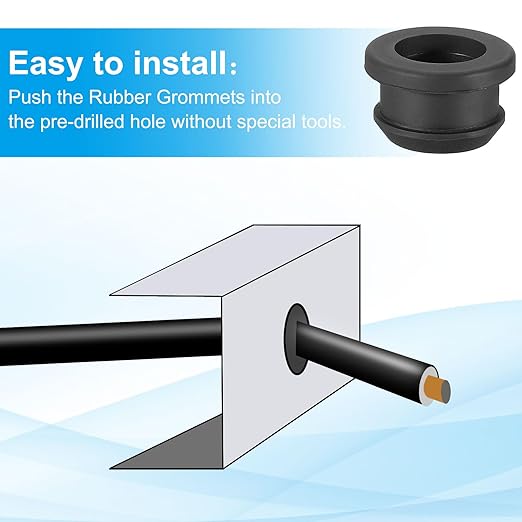 PATIKIL 20mm / 13/16 Inch Drill Hole,5/8 Inch ID Rubber Grommets, 3Pcs Top Hat Grommet for Wiring Eyelet Ring Gasket Automotive Firewall Cable Hole Plugs Wires Protection, Black