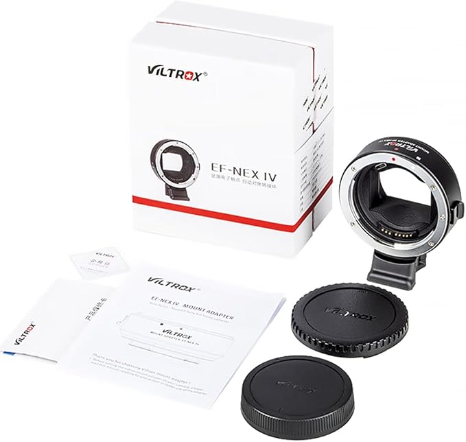 Viltrox EF-NEX IV Lens Adapter EF/EF-S Lens to E-Mount Auto Focus Lens Adapter Ring for Canon EOS EF/EF-S Lens to Sony E Mount Cameras A9 A9II A7IV A7III A7R A7 A6700 A6600 A6000 NEX-VG30 NEX-EA50