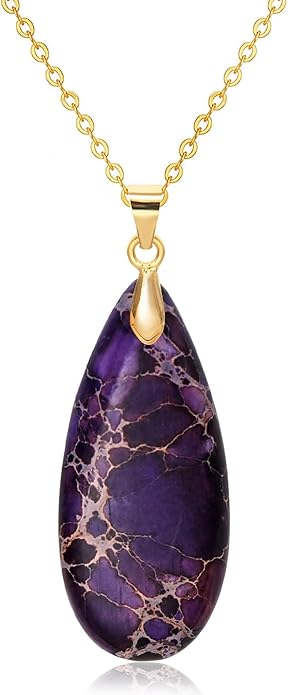 Stone Necklaces for Women Teardrop Gemstone Pendant Necklace Natural Stone Chain Necklaces
