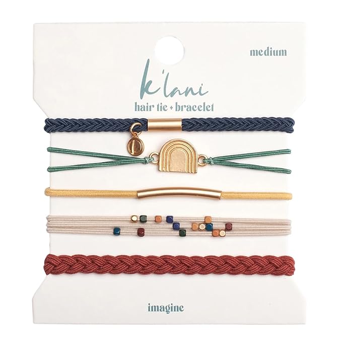 K'lani Hair Tie Bracelets for Women - Elastic Hair Bands That Double as Stylish Jewelry - Imagine - Large