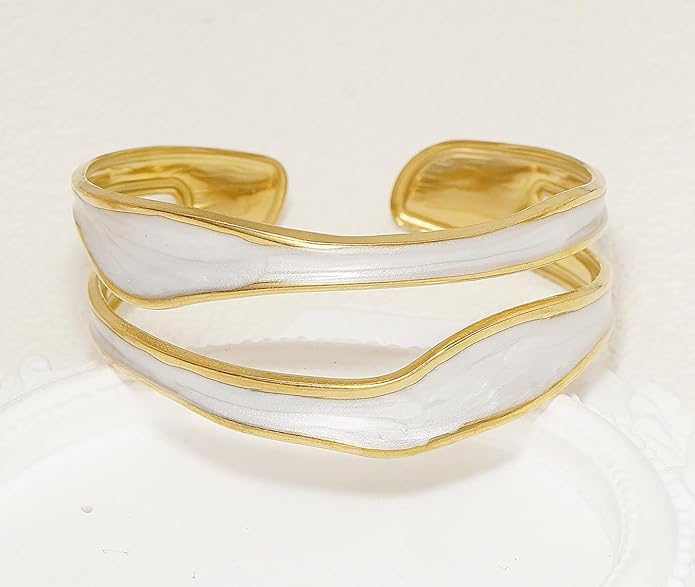 Multi-layer Cuff Bracelet for Women Cross Wire Bracelets Open Wide Cuff Gold Bangle Bracelet